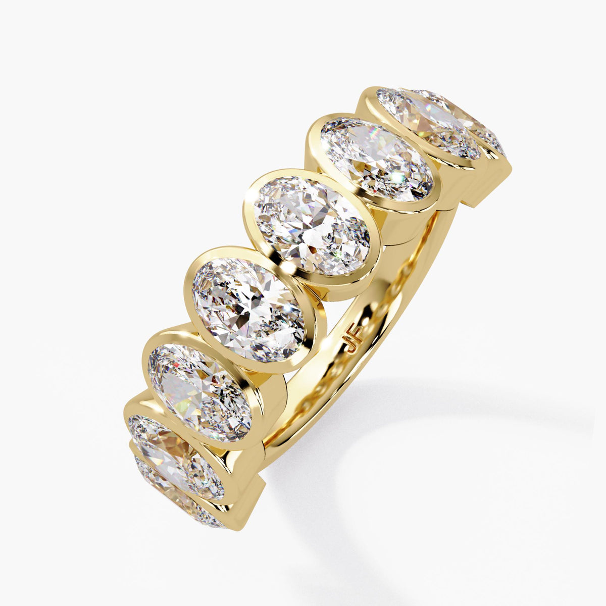 2.40 CTW oval lab-grown diamond bezel band in 14K yellow gold