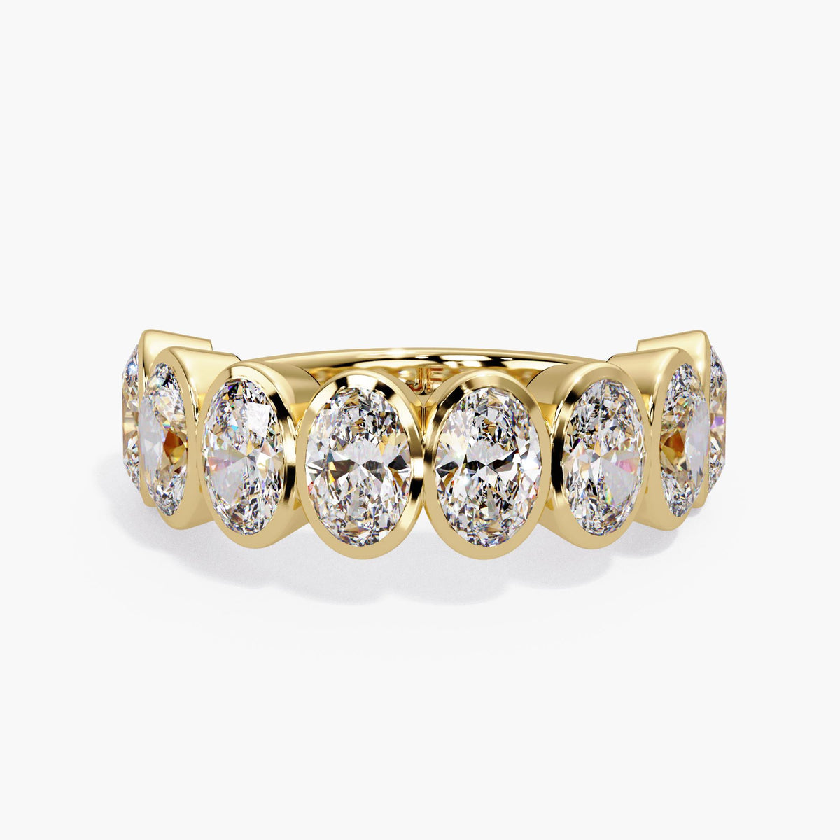 2.40 CTW oval lab-grown diamond bezel band in 14K yellow gold