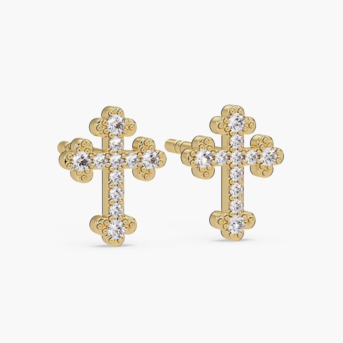 Small gold cross earrings for women with 0.08 CTW diamonds