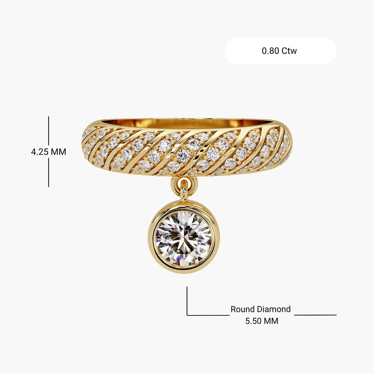 5.5 mm center diamond and 4.25 mm band width
