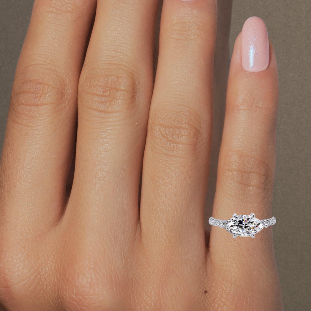 East-west marquise lab-grown diamond ring in 14K white gold