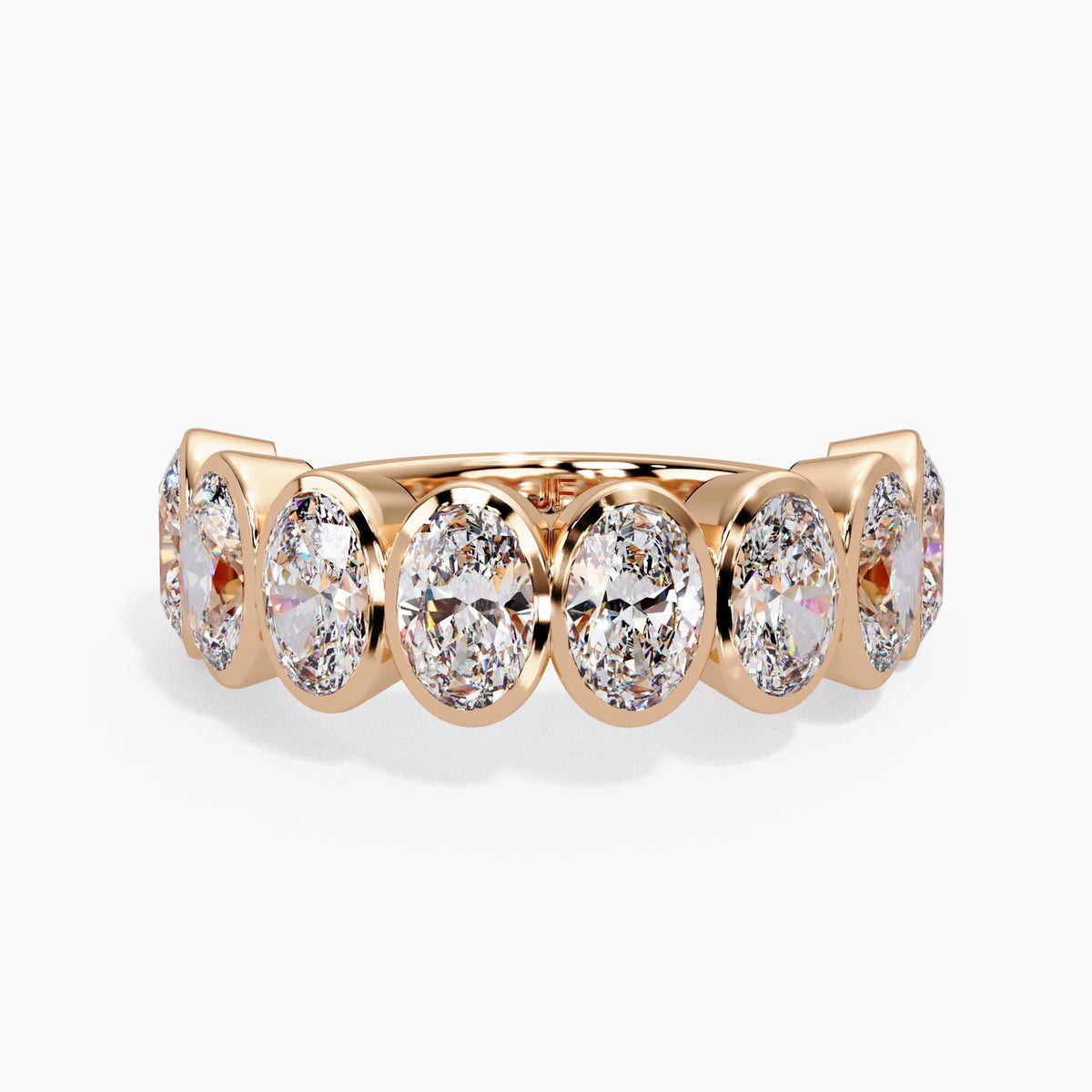 2.40 CTW oval lab-grown diamond bezel band in 14K rose gold