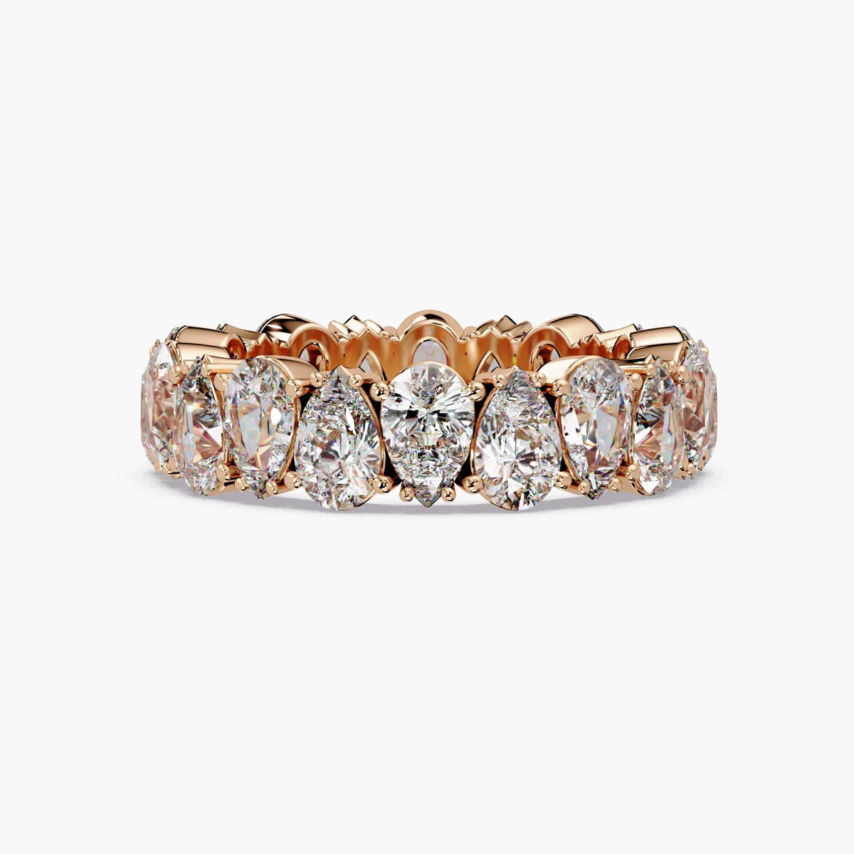 14K rose gold pear shape lab grown diamond eternity ring, full circle design