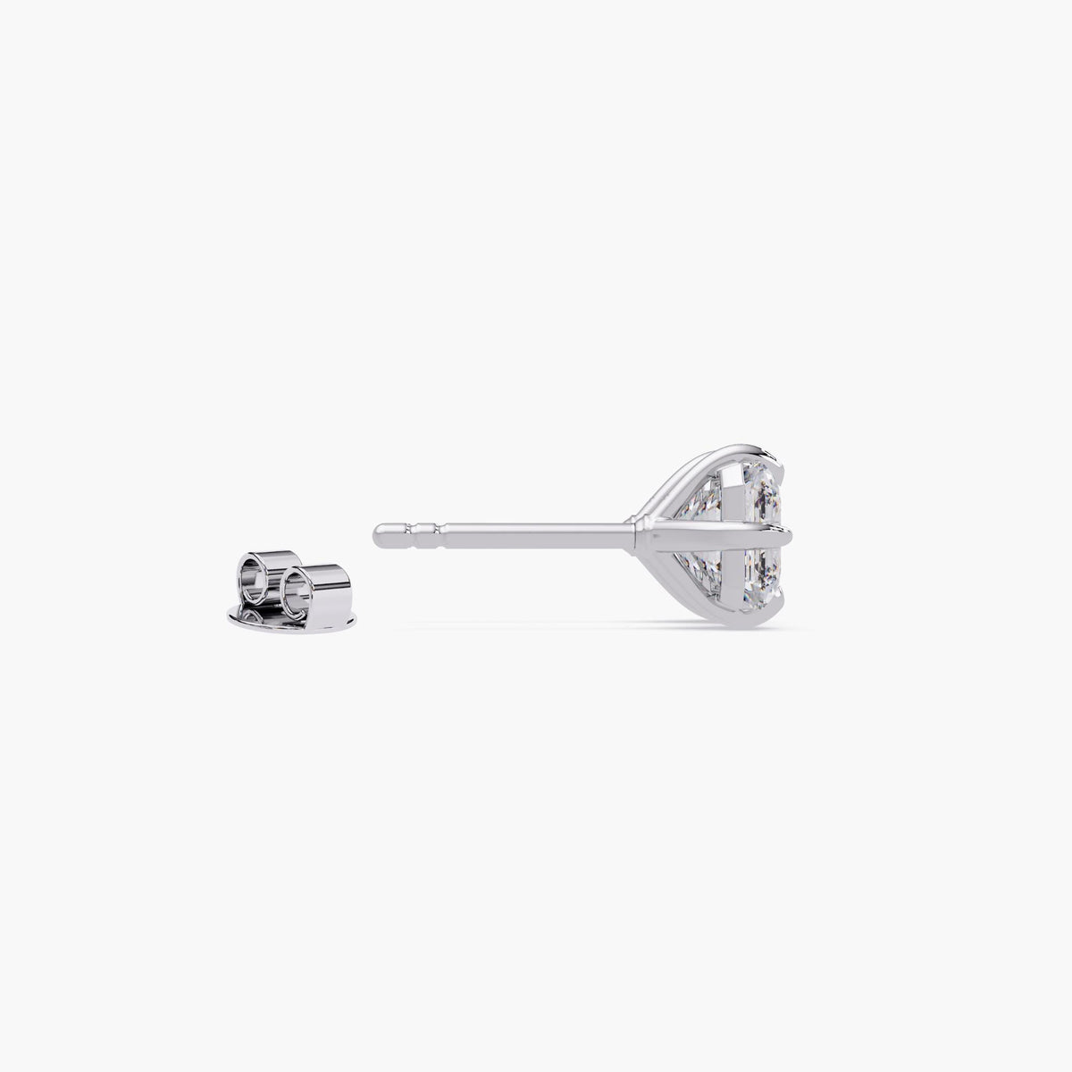 asscher cut diamond studs with pushback closure