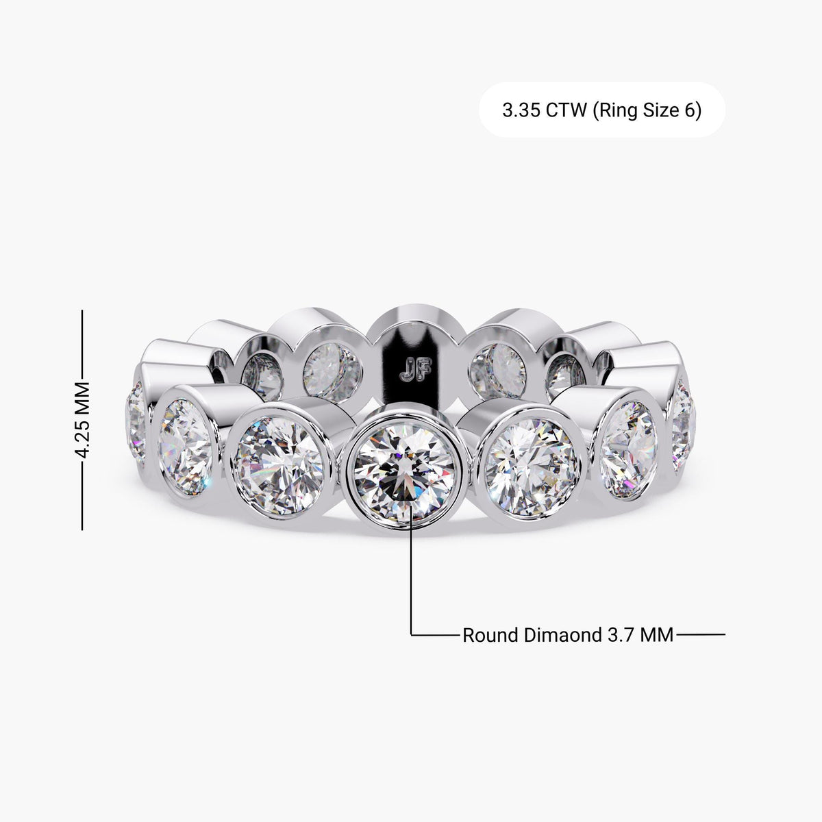 Lab Grown Diamond Bezel Eternity Ring in 14K Gold, 3.7MM Round Diamond