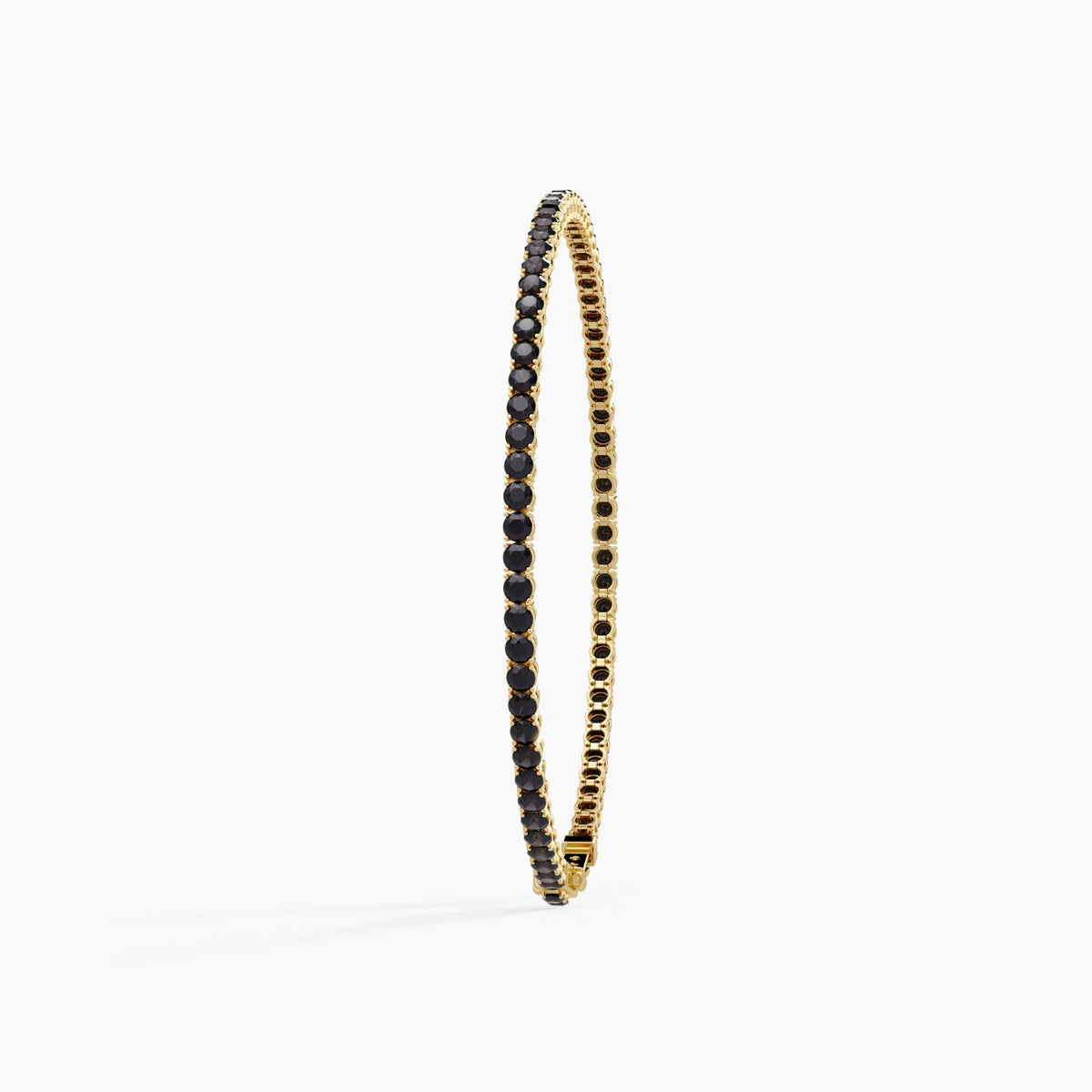 4ctw Black Natural Diamond Tennis Bracelet: 14k Gold Jewelry (6 - 7.5 Inch), Round Diamond