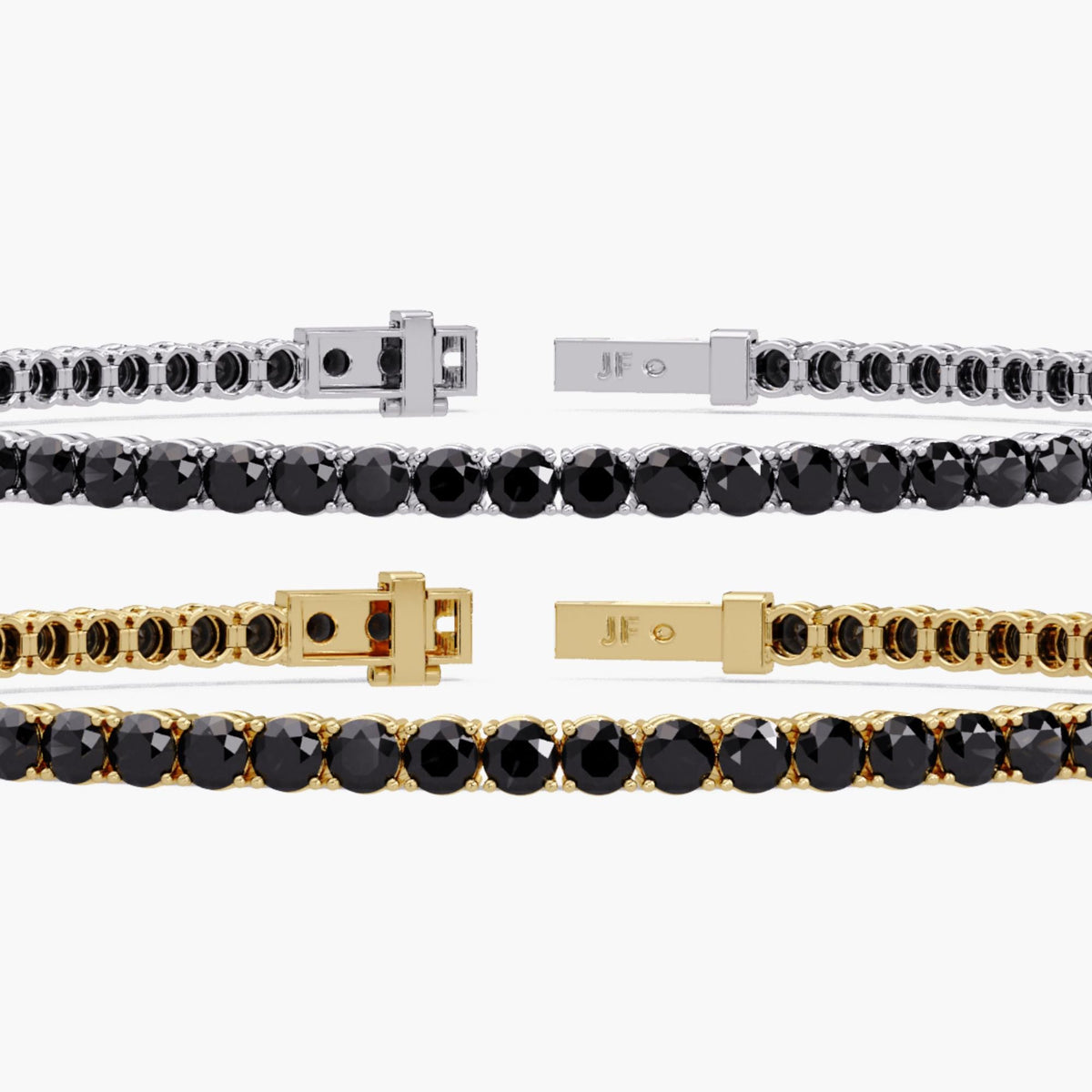 4ctw Black Natural Diamond Tennis Bracelet: 14k Gold Jewelry (6 - 7.5 Inch), Round Diamond