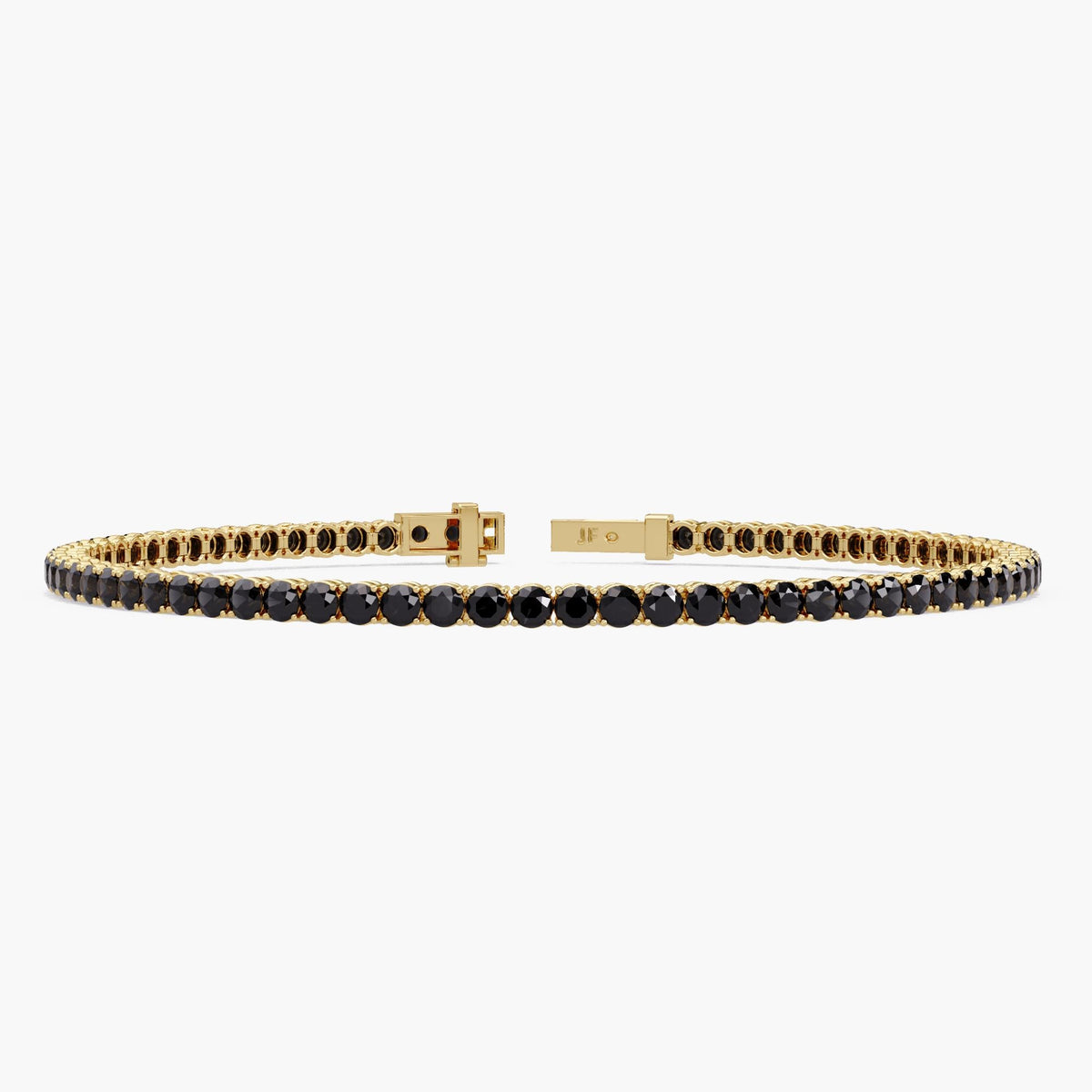 4ctw Black Natural Diamond Tennis Bracelet: 14k Gold Jewelry (6 - 7.5 Inch), Round Diamond