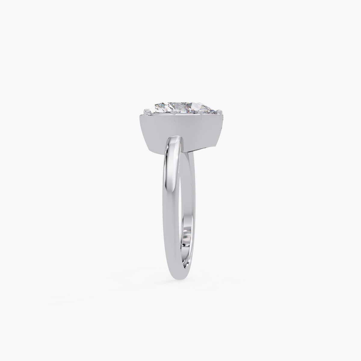 2.5 carat heart shaped lab grown diamond engagement ring on hand in 14k white gold