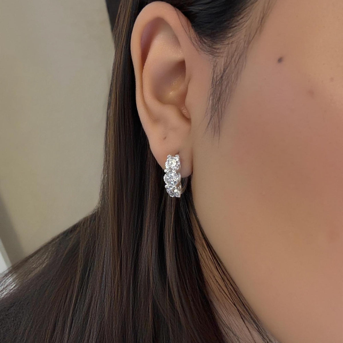 14K Gold Lab Grown Diamond Hoop Earrings | 2.80CT Round Cut Diamond Hoops | Minimalist Luxury Jewelry Gift | Christmas Fine Jewelry for Her