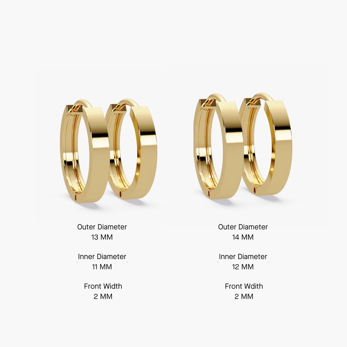 14K Gold Huggie Hoops, Solid Gold Mini Hoop Earrings, Small Plain Huggies