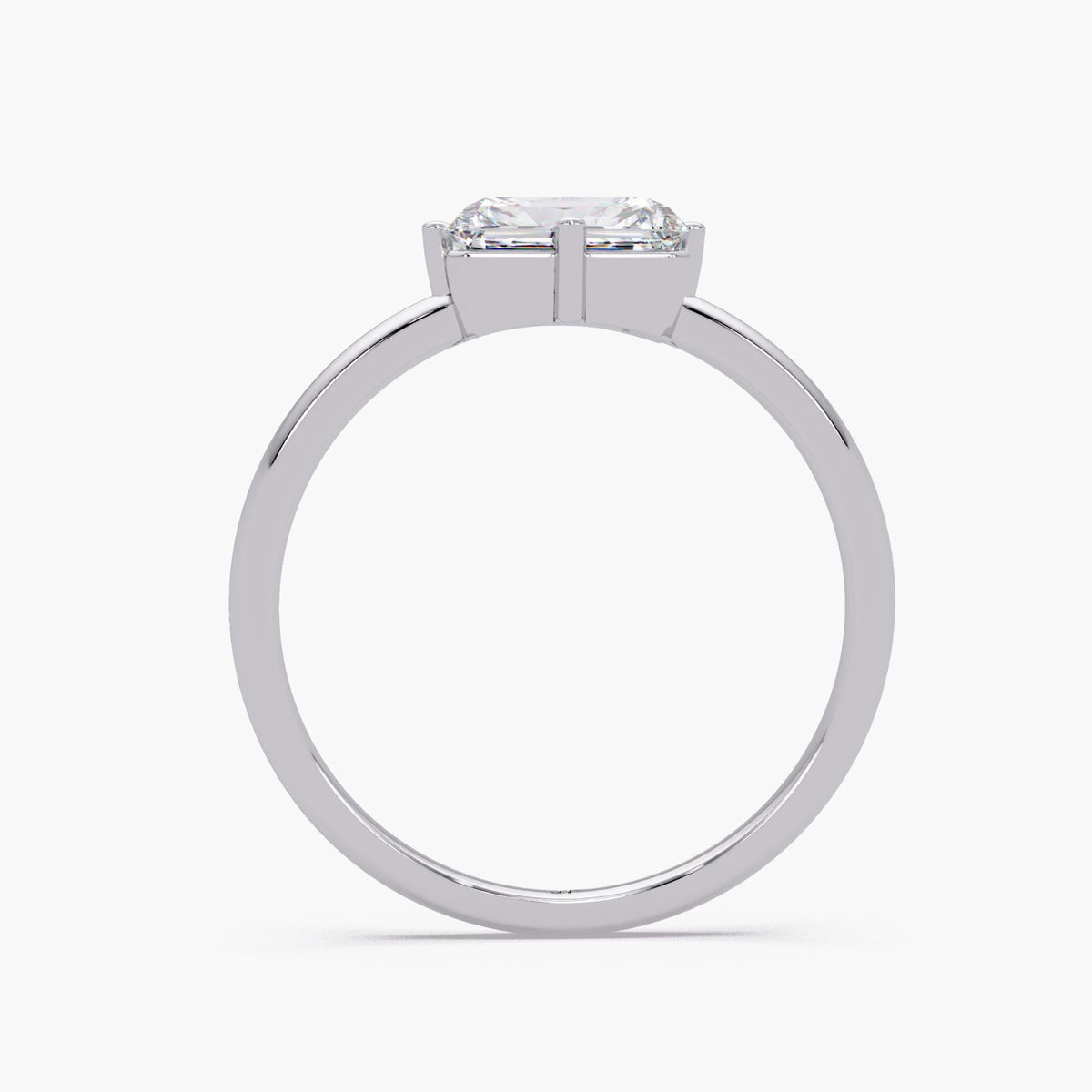 1 ct radiant cut lab diamond engagement ring east west solitaire in 14k white gold