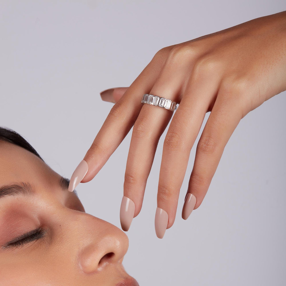 14K Gold Emerald Cut Lab Diamond Wedding Band, 2.5 CTW