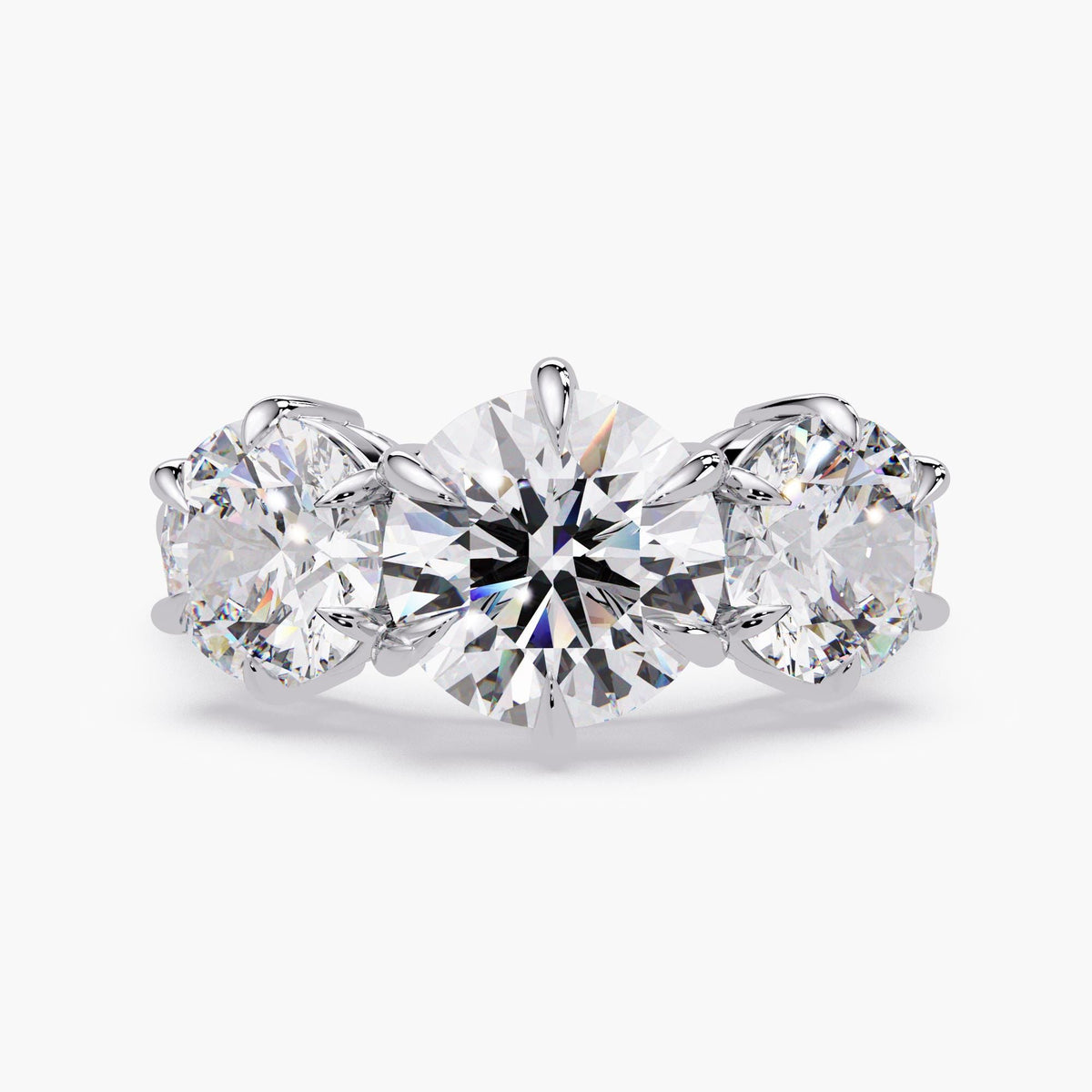 4 carat lab grown round diamond engagement ring in white gold