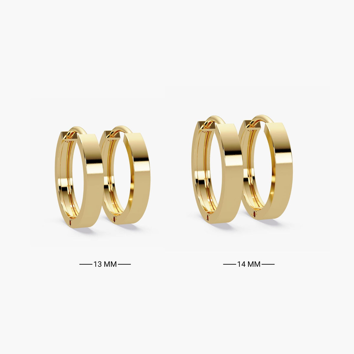 14K Gold Huggie Hoops, Solid Gold Mini Hoop Earrings, Small Plain Huggies