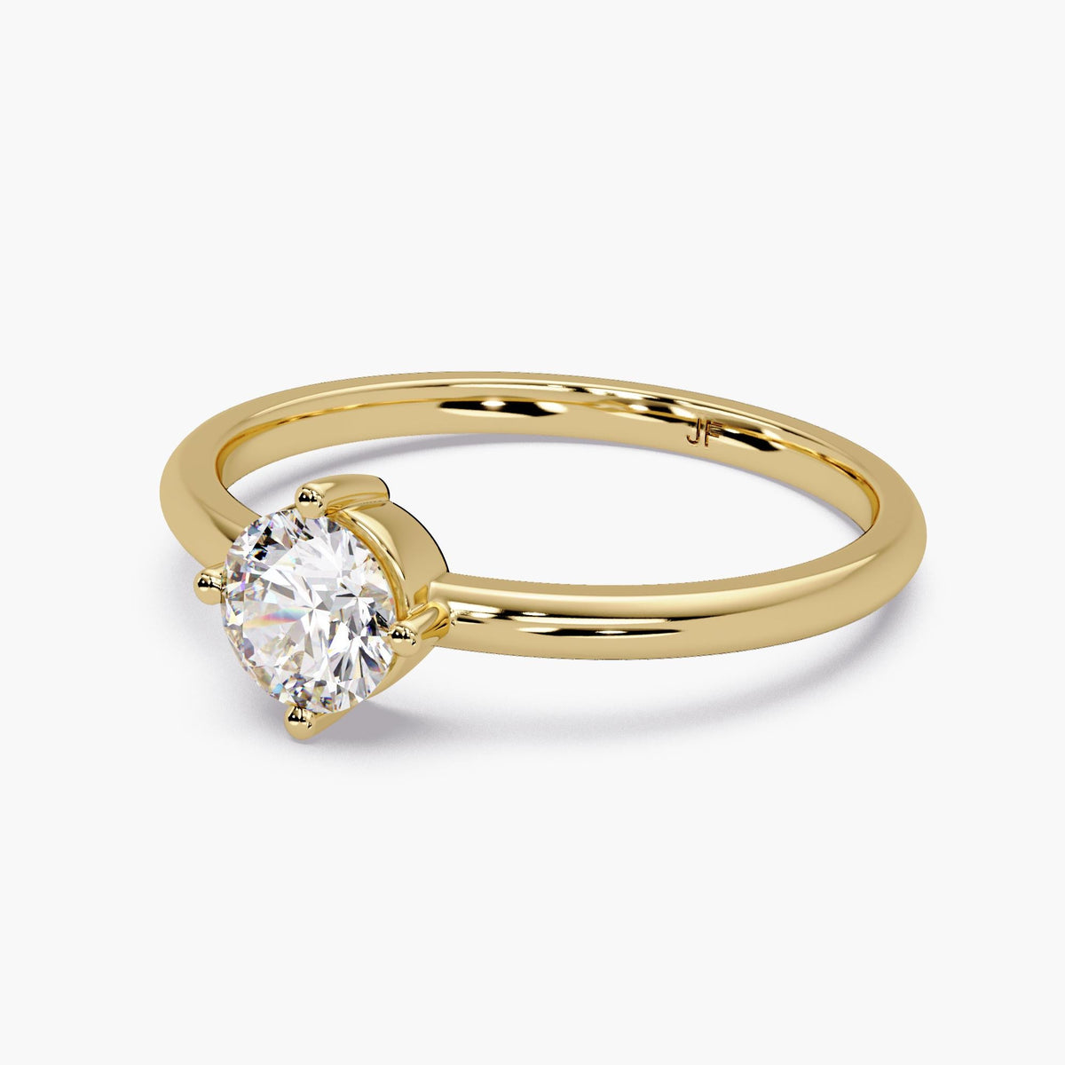 14K yellow gold solitaire ring featuring a 0.5 CTW round lab-grown diamond. The minimalist prong setting highlights the brilliant EF+ color and VS+ clarity, creating a timeless look of elegance. This ring is designed as a classic symbol of love, perfect for a traditional engagement.