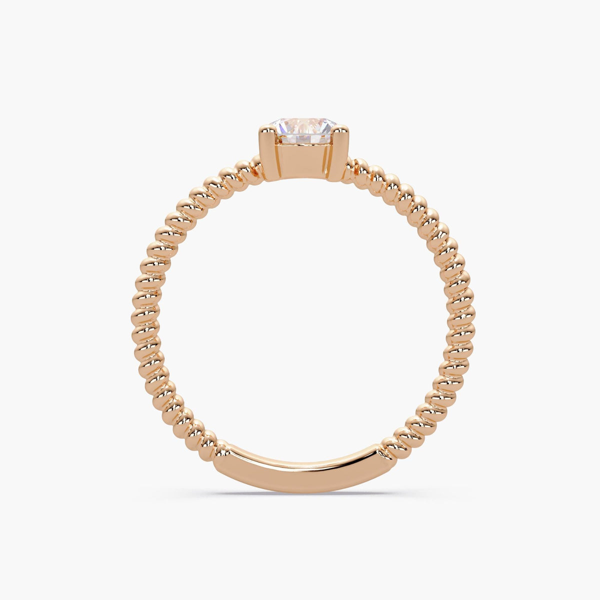 14K Gold Rope Diamond Ring, Twist Band Diamond Ring, Minimalist Stacking Ring, Round Solitaire Ring, Dainty Gold Stack Ring