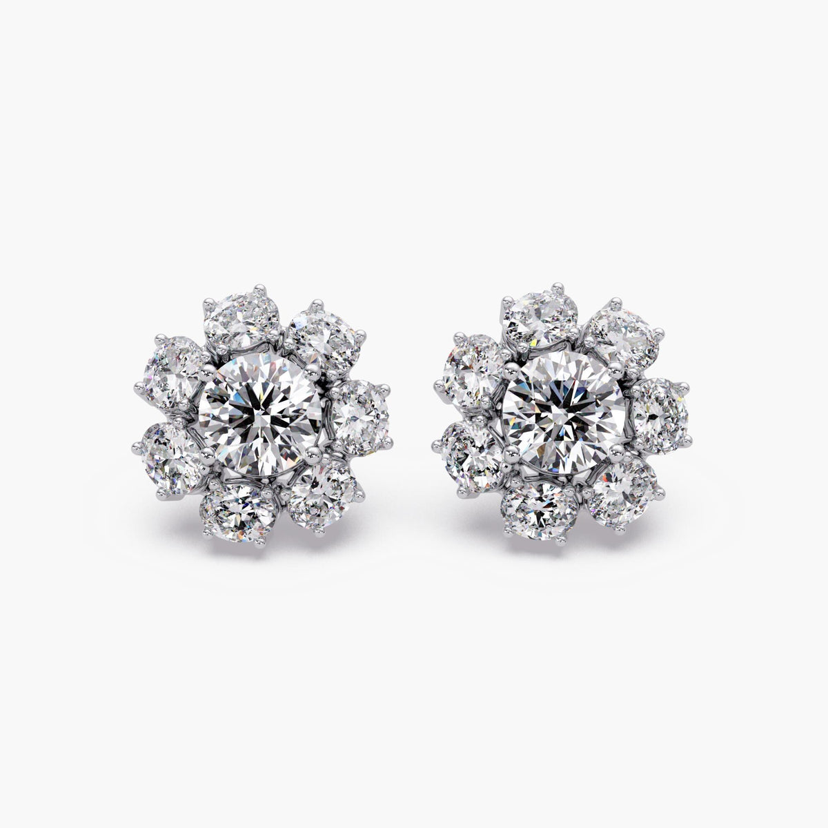 14K Gold Diamond Blossom Stud / Diamond Earring Cluster Yellow Gold / Lab Grown Diamond Earrings Halo / Lab Diamond Statement Earrings / Diamond Stud Earrings Bride / Lab Diamond Earrings Wedding / Ladies Diamond 14Kt Earrings