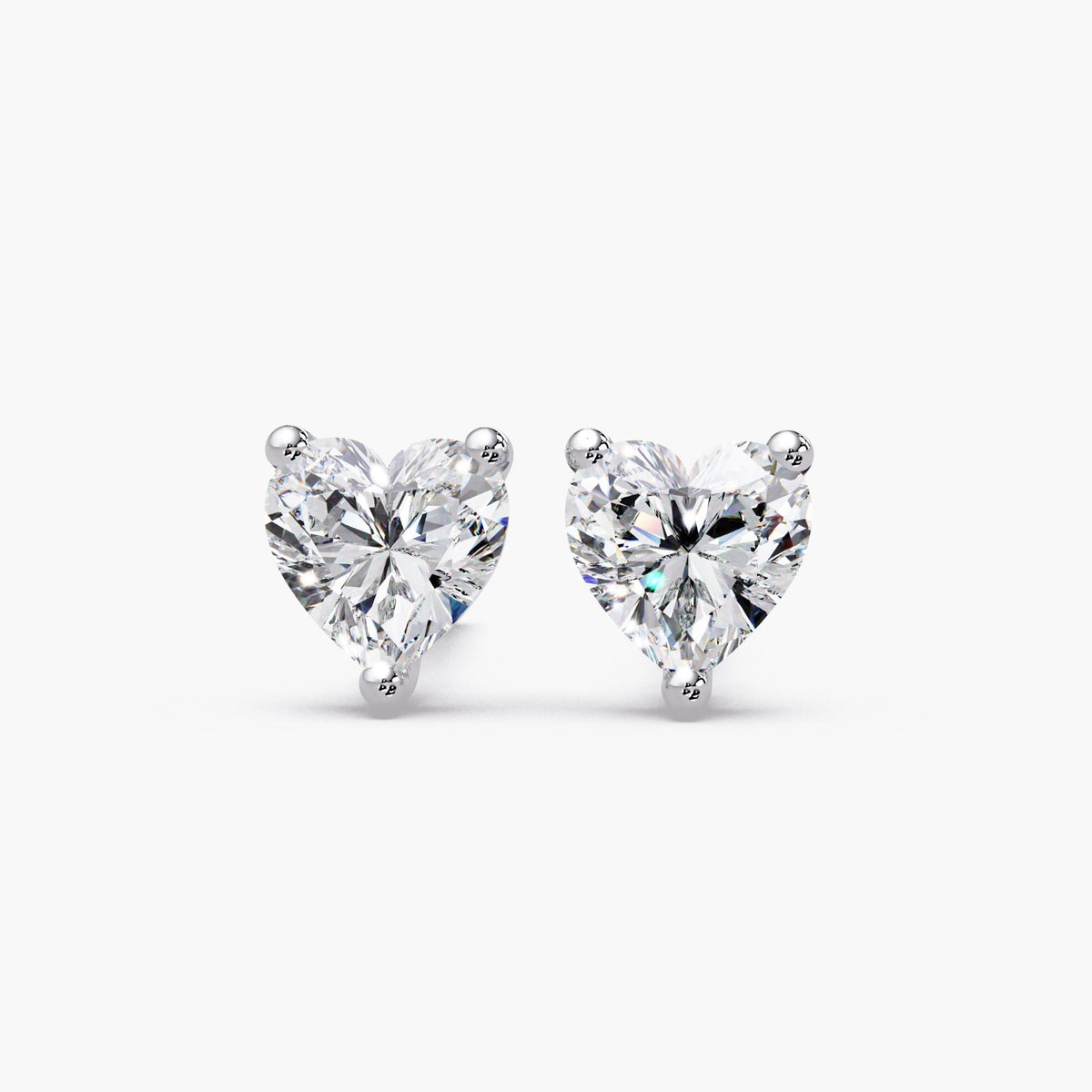 14K Gold Heart Diamond Stud Earrings, 1-4 CTW IGI Certified