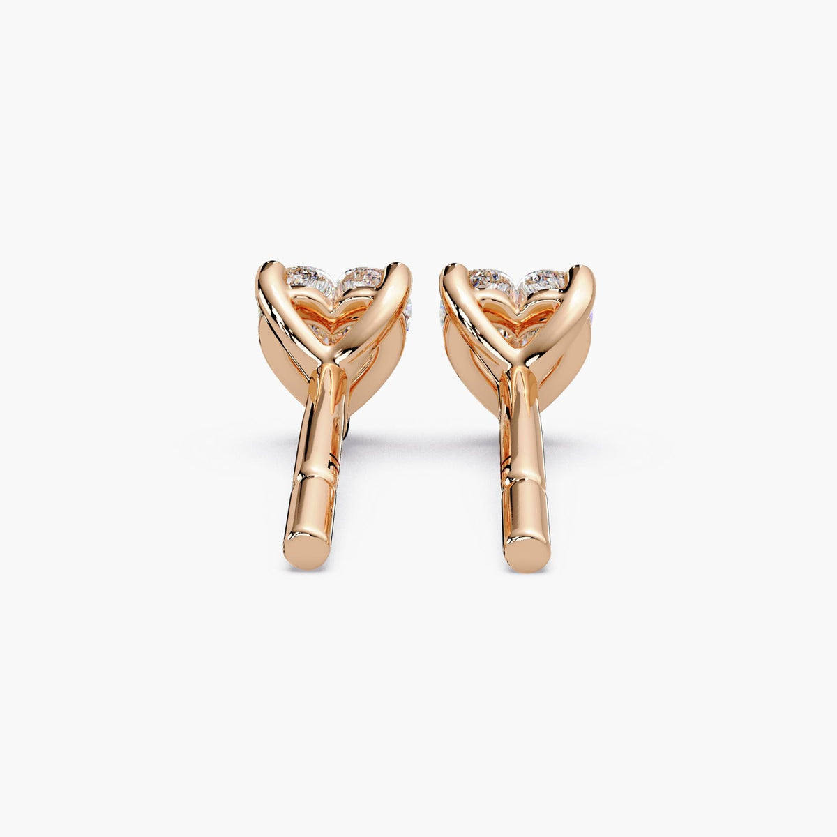 14K Gold Heart Diamond Stud Earrings, 1-4 CTW IGI Certified