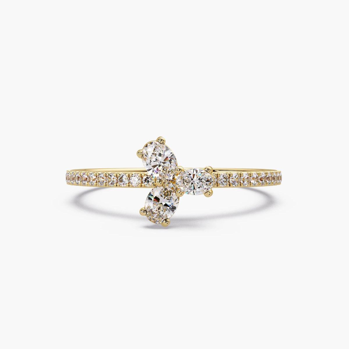 14K Gold Tiny Lab Diamond Ring / Oval Trio Design Ring  / 14K Gold Cute Ring /  Oval Ring Real Gold / Promise Ring Oval Cut /  Dainty Diamond Rings for Women