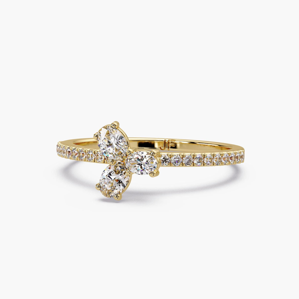 14K Gold Tiny Lab Diamond Ring / Oval Trio Design Ring  / 14K Gold Cute Ring /  Oval Ring Real Gold / Promise Ring Oval Cut /  Dainty Diamond Rings for Women