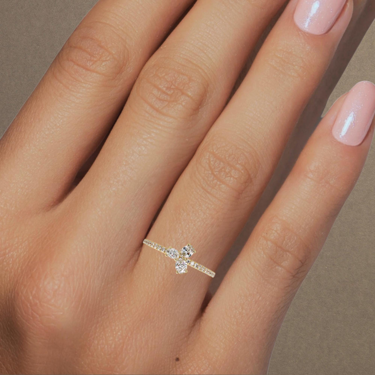 14K Gold Tiny Lab Diamond Ring / Oval Trio Design Ring  / 14K Gold Cute Ring /  Oval Ring Real Gold / Promise Ring Oval Cut /  Dainty Diamond Rings for Women