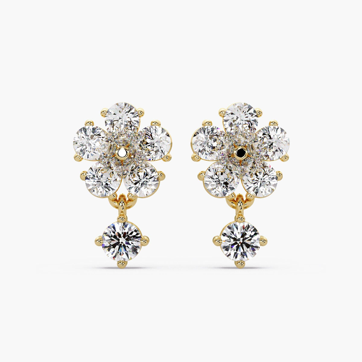 14K Gold Lab Diamond flower cluster earrings / floral diamond drop earrings / diamond drop earrings / 14k gold bridal earrings / wedding diamond earrings / gold flower diamond studs / 1.5ct diamond earrings / cluster diamond earrings / pear diamond earrings / gold diamond earrings / statement diamond earrings / pear drop earrings 14k gold