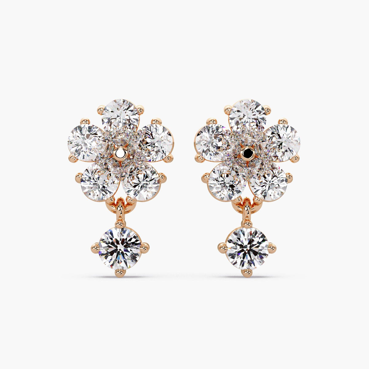 14K Gold Lab Diamond flower cluster earrings / floral diamond drop earrings / diamond drop earrings / 14k gold bridal earrings / wedding diamond earrings / gold flower diamond studs / 1.5ct diamond earrings / cluster diamond earrings / pear diamond earrings / gold diamond earrings / statement diamond earrings / pear drop earrings 14k gold