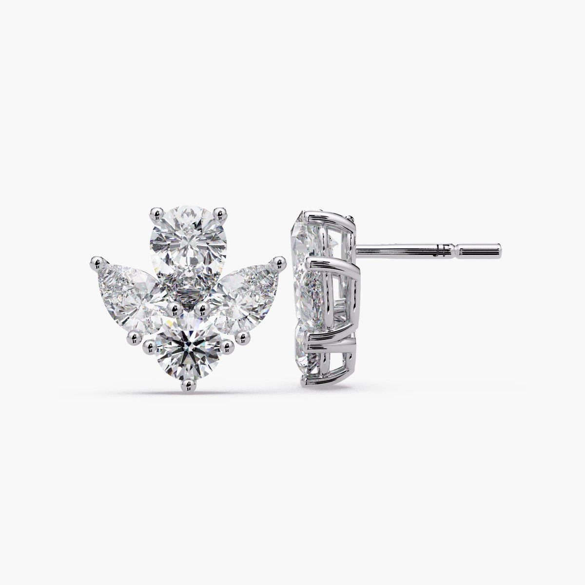 3ctw diamond cluster earrings / pear diamond studs / lab grown diamond earrings / floral diamond studs / 14k gold diamond earrings / statement diamond studs / cluster stud earrings / pear round diamond earrings / luxury diamond earrings / anniversary diamond gift