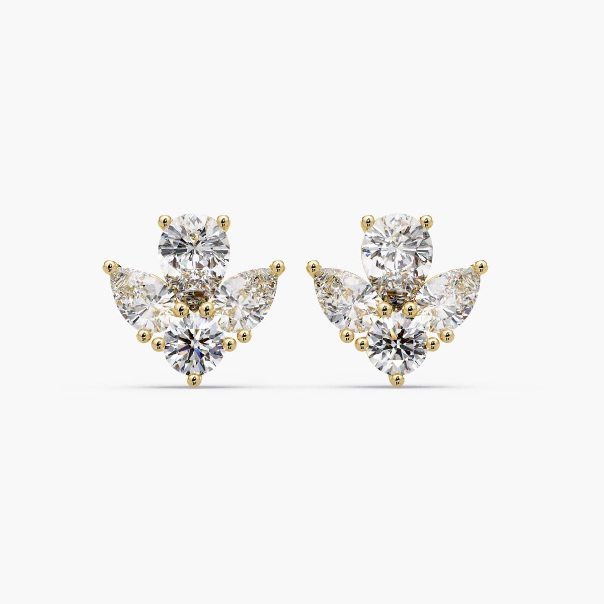 3ctw diamond cluster earrings / pear diamond studs / lab grown diamond earrings / floral diamond studs / 14k gold diamond earrings / statement diamond studs / cluster stud earrings / pear round diamond earrings / luxury diamond earrings / anniversary diamond gift