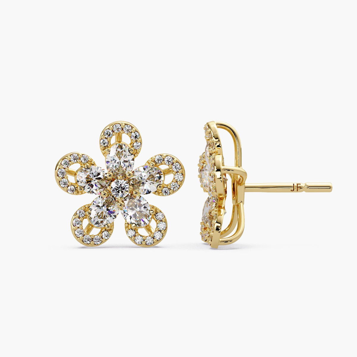 cluster flower earrings 14k gold / flower diamond earrings yellow gold / flower earring diamond / 14k floral earring / 14k gold earrings daisy