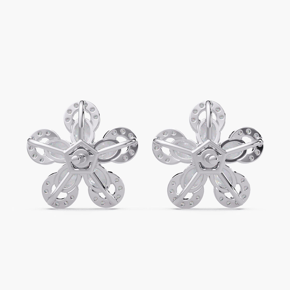 cluster flower earrings 14k white gold / flower diamond earrings white gold / flower earring diamond / 14k floral earring / 14k gold earrings daisy