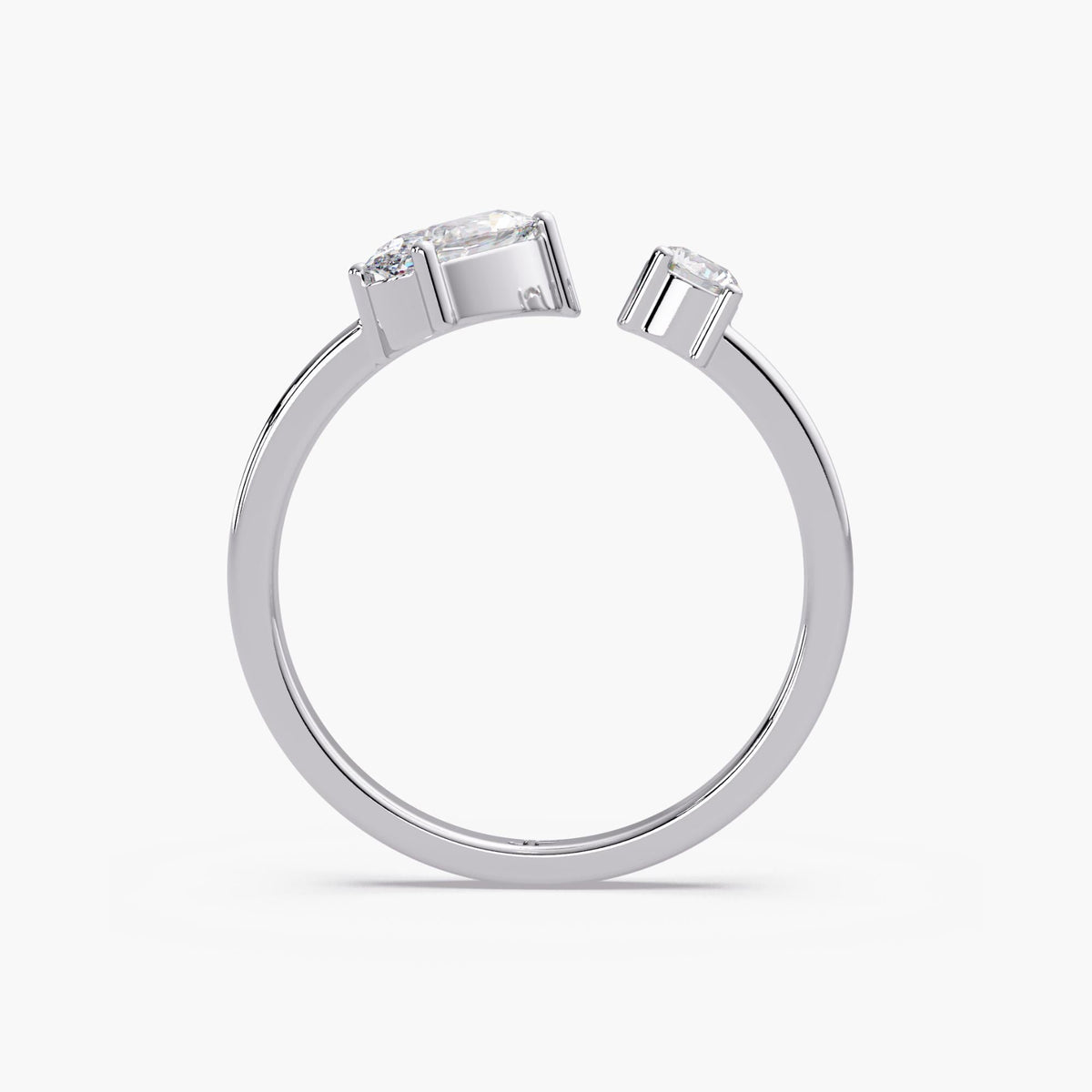 toi et moi lab diamond ring, two stone lab diamond ring, tilted oval lab diamond ring, oval round diamond two stone ring, open lab diamond ring 14k gold, bypass lab diamond ring 14k, modern toi et moi engagement ring, dainty two stone diamond ring, low profile lab diamond ring, stackable lab diamond ring 14k gold