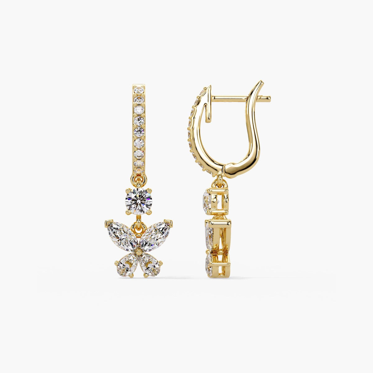 14K Gold Butterfly Earrings / Diamond Butterfly Drop Earrings / Butterfly Huggie Earrings / Diamond Dangle Butterfly Earrings / Pavé Diamond Butterfly Earrings / 14K Gold Latchback Earrings / Lab Grown Diamond Earrings / Gold Butterfly Earrings for Women / Diamond Earrings Gift for Her