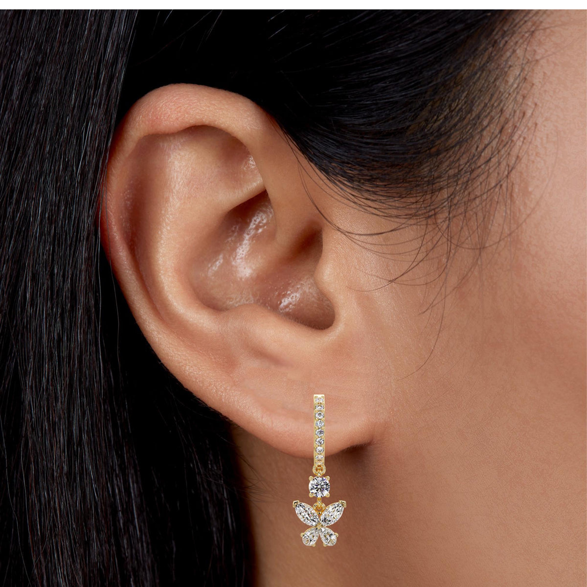 14K Gold Butterfly Earrings / Diamond Butterfly Drop Earrings / Butterfly Huggie Earrings / Diamond Dangle Butterfly Earrings / Pavé Diamond Butterfly Earrings / 14K Gold Latchback Earrings / Lab Grown Diamond Earrings / Gold Butterfly Earrings for Women / Diamond Earrings Gift for Her