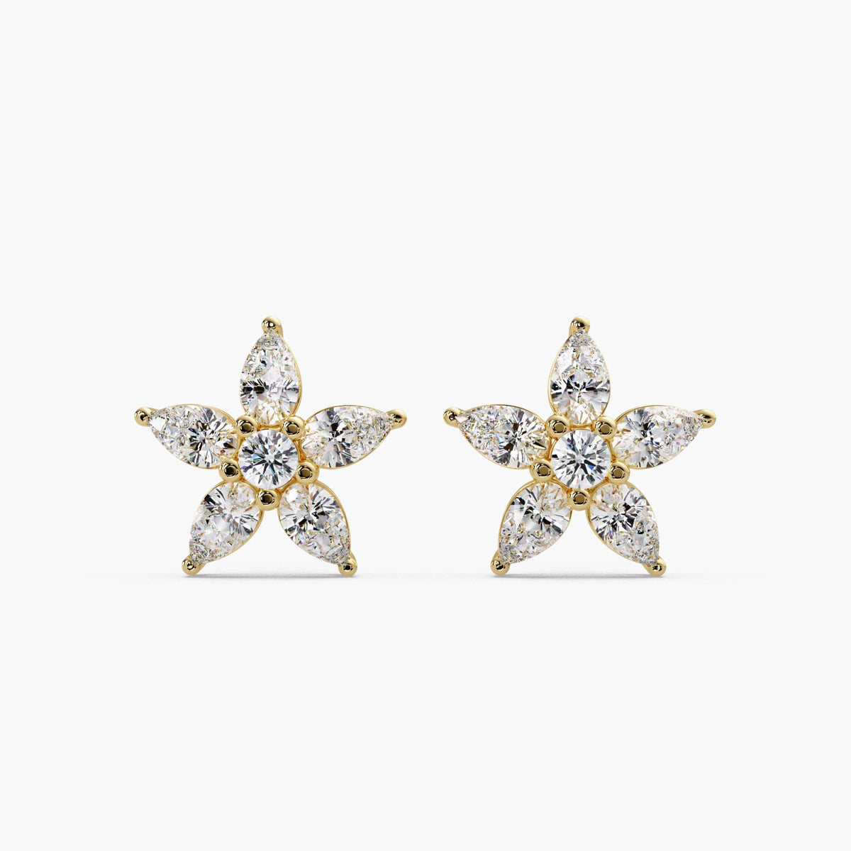 2ct Pear Earring / Pear Cut Studs 14K Gold / Dainty Earrings Daisy Tiny / 2 Carat Pear Stud / Lab Grown Teardrop Earring / Cluster Diamond Earring / Sunflower Earrings Diamonds / Diamond Flower Studs bride / Diamond Daisy Earring / Lab Diamond Earrings Women