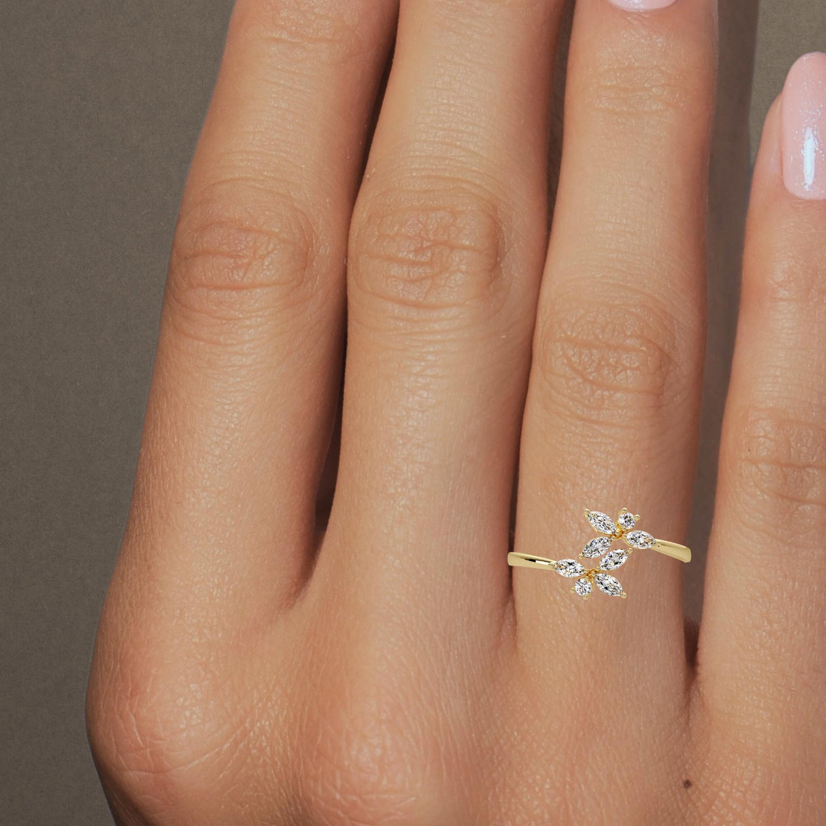 marquise diamond floral ring, marquise cluster bypass ring, floral diamond ring gold, leaf diamond bypass ring, marquise lab diamond ring, gold floral diamond ring, diamond leaf ring gold, bypass diamond ring marquise, everyday diamond ring gold, modern floral diamond ring, gift for her diamond ring