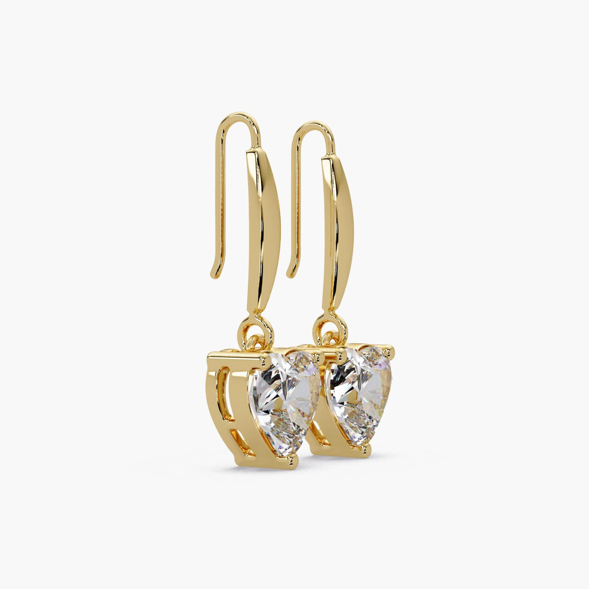 1-2 CTW Heart Lab Diamond Drop Earrings, 14K Gold Dangle Earrings with Hook
