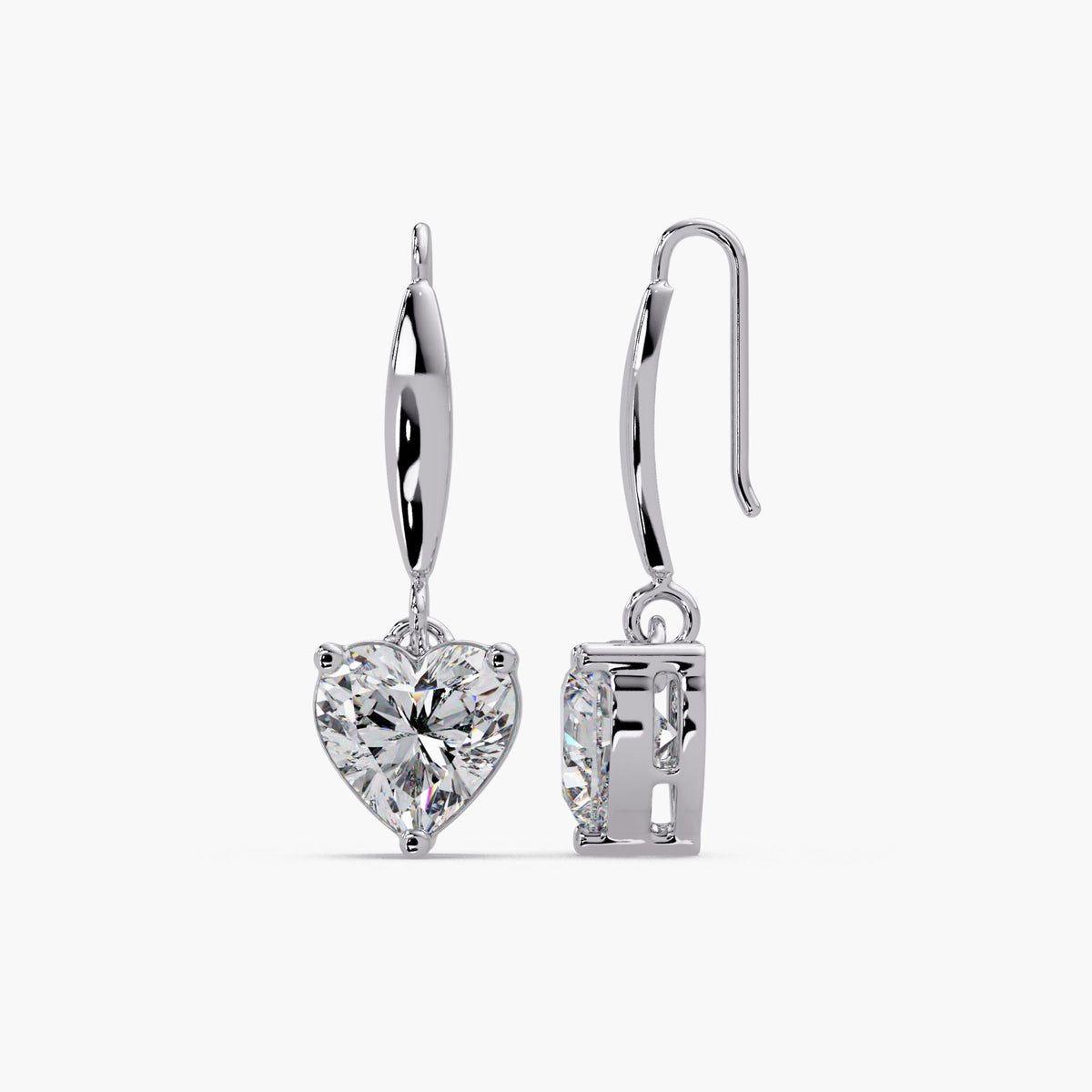 white gold heart diamond drop earrings lab grown diamond dangle earrings