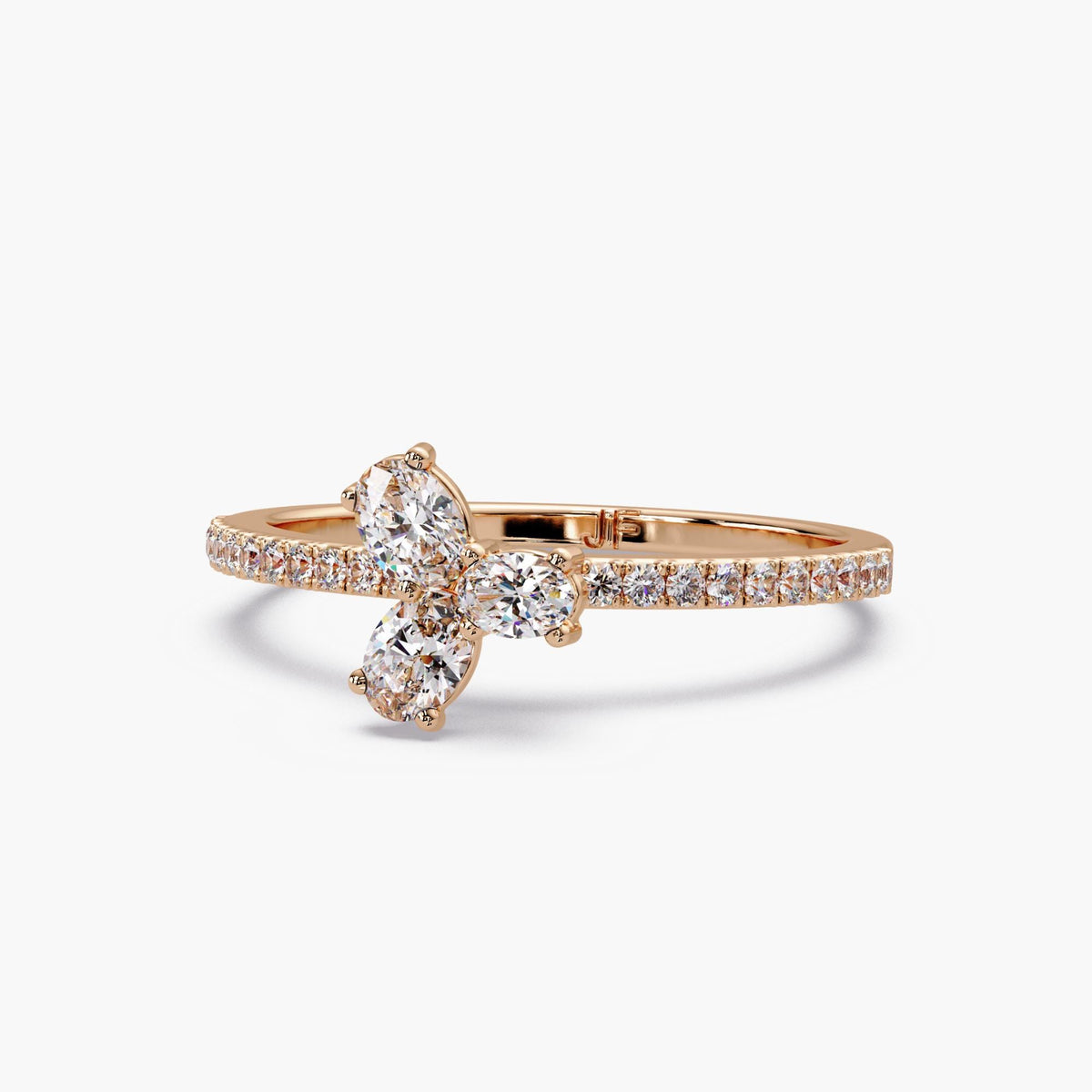 14K Gold Tiny Lab Diamond Ring / Oval Trio Design Ring  / 14K Gold Cute Ring /  Oval Ring Real Gold / Promise Ring Oval Cut /  Dainty Diamond Rings for Women