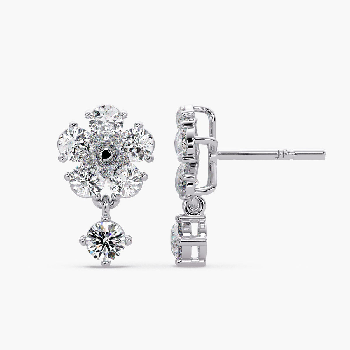 14K Gold Lab Diamond flower cluster earrings / floral diamond drop earrings / diamond drop earrings / 14k gold bridal earrings / wedding diamond earrings / gold flower diamond studs / 1.5ct diamond earrings / cluster diamond earrings / pear diamond earrings / gold diamond earrings / statement diamond earrings / pear drop earrings 14k gold
