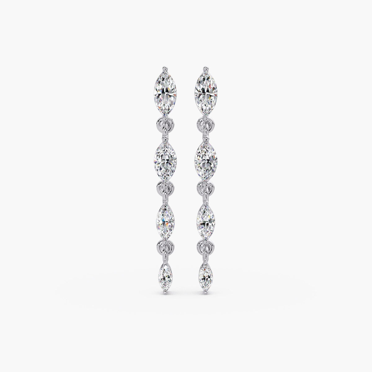 14K White Gold Drop earrings marquise / Lab grown diamond long earrings / Diamond dangle earrings simple / Gold dangly earrings with diamond / Cascading diamond earrings / Marquise earrings for bridal / Bridal earrings gold simple / Wedding earrings marquise / Tassel diamond earrings / Diamond danglers / Earrings for bride / Womens diamond earrings / Formal wear earrings / Bride minimal earrings / Sparkle wedding earrings / Diamond gift earrings