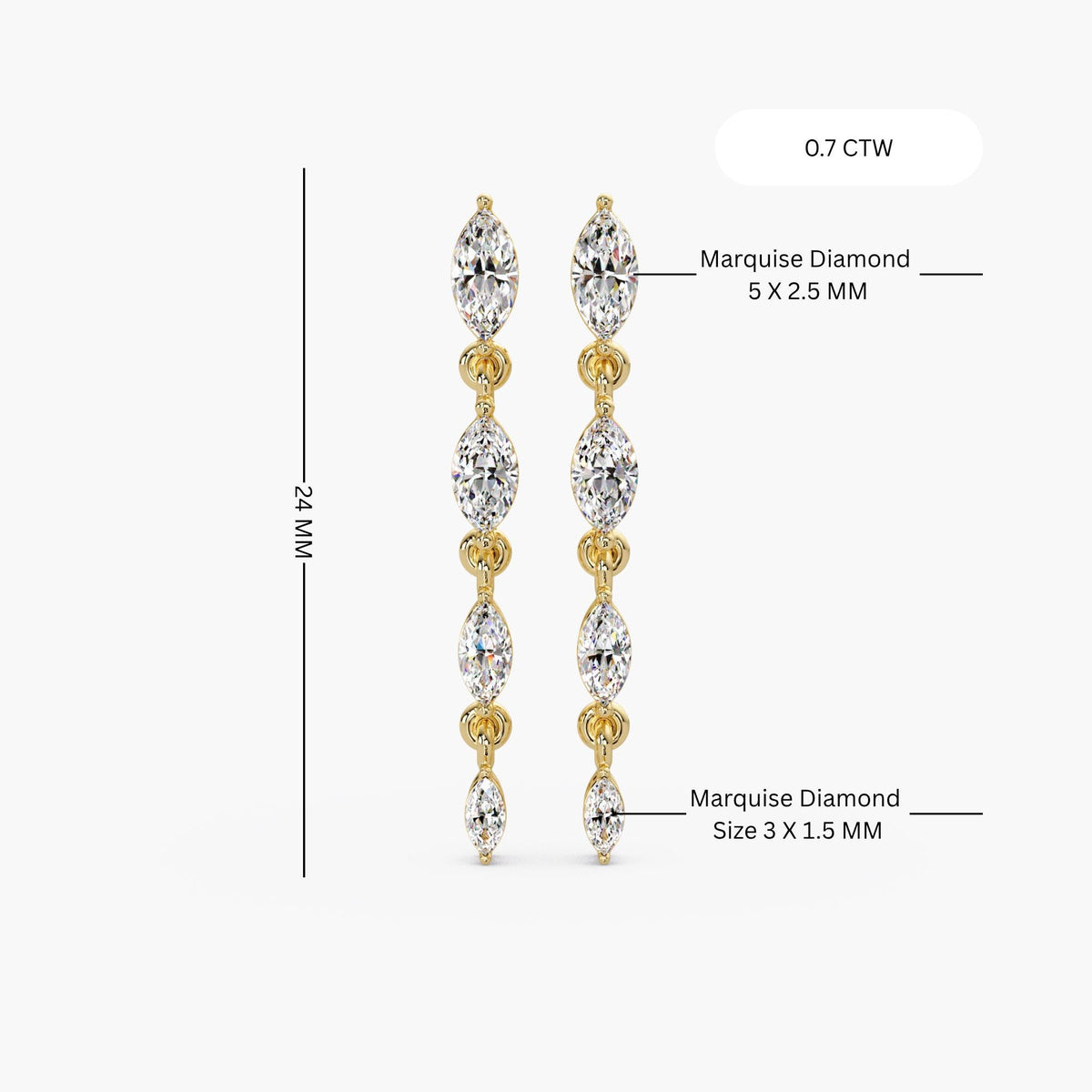 14K Yellow Gold Drop earrings marquise / Lab grown diamond long earrings / Diamond dangle earrings simple / Gold dangly earrings with diamond / Cascading diamond earrings / Marquise earrings for bridal / Bridal earrings gold simple / Wedding earrings marquise / Tassel diamond earrings / Diamond danglers / Earrings for bride / Womens diamond earrings / Formal wear earrings / Bride minimal earrings / Sparkle wedding earrings / Diamond gift earrings