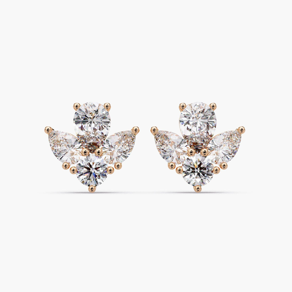 3ctw diamond cluster earrings / pear diamond studs / lab grown diamond earrings / floral diamond studs / 14k gold diamond earrings / statement diamond studs / cluster stud earrings / pear round diamond earrings / luxury diamond earrings / anniversary diamond gift