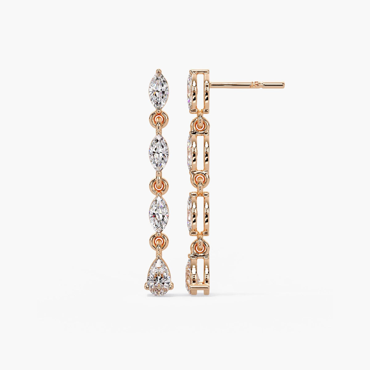 14K Gold Lab diamond fancy earrings, diamond earrings lab grown drops, lab marquise stud, lab diamond ring earrings, long lab diamond earring, diamond earring set marquise