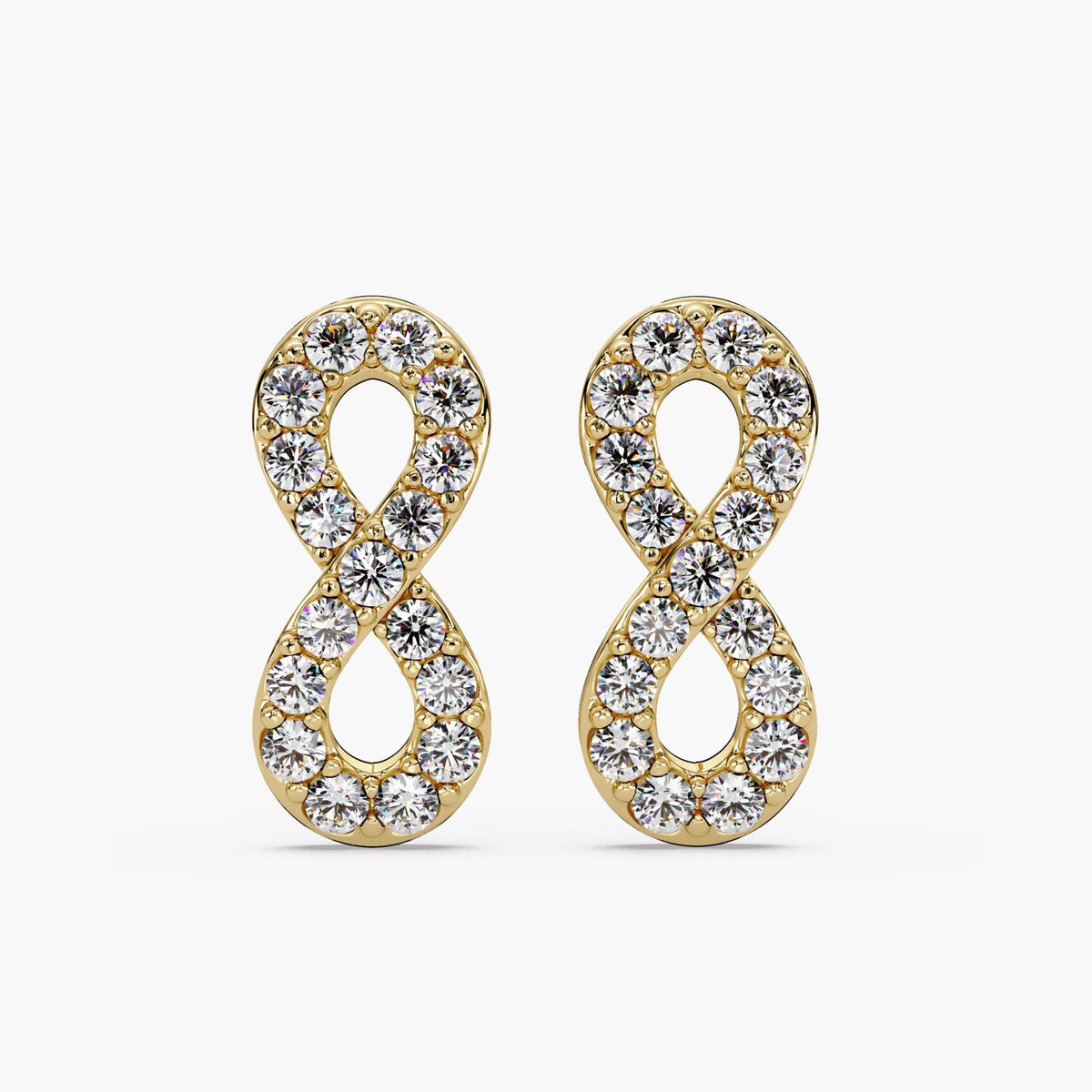 0.50CTW Lab Diamond Infinity Stud Earrings, 14K Gold Pave Love Earrings