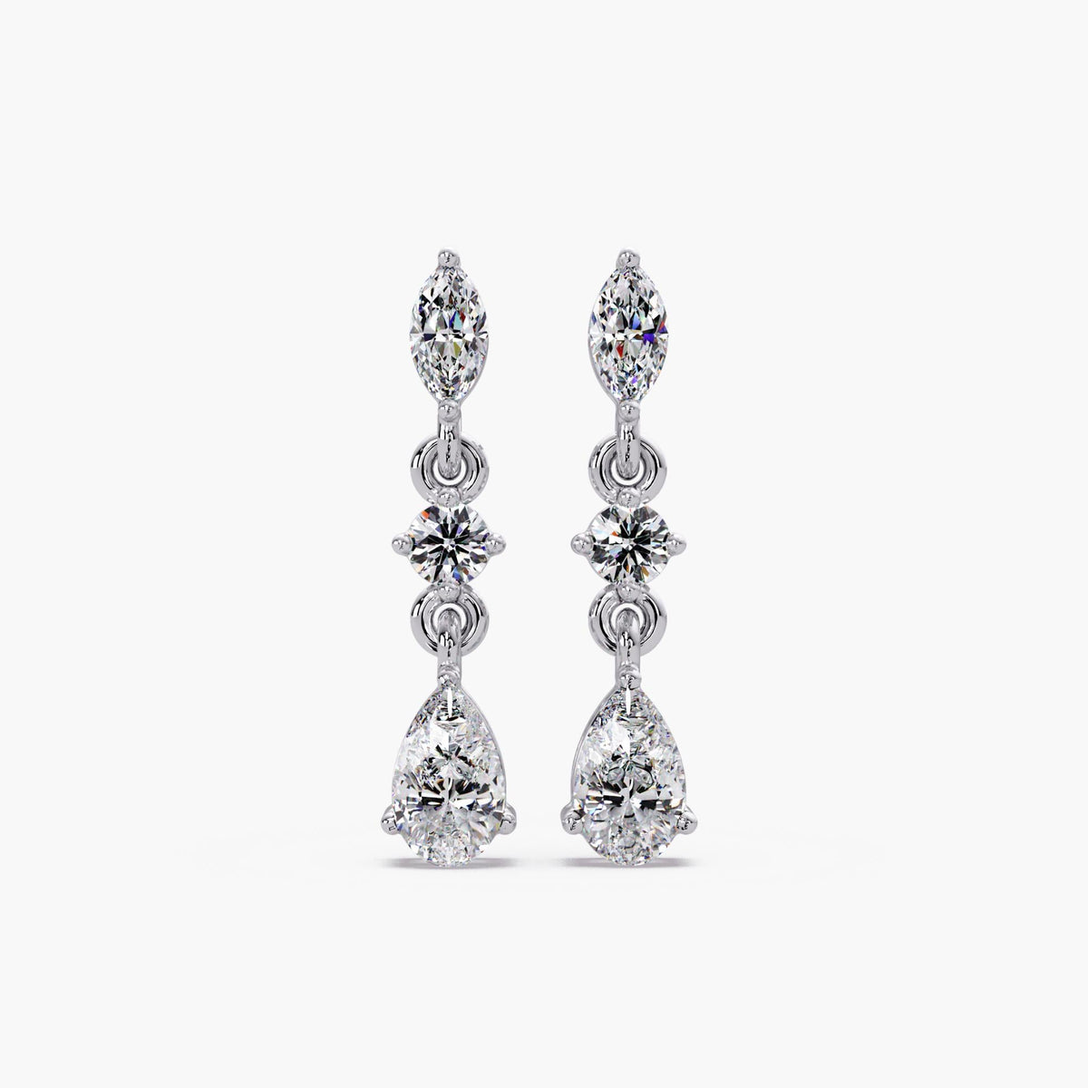 lab diamond drop earrings / 14k gold diamond drop earrings / dainty diamond drop earrings / diamond line drop earrings / mixed shape diamond earrings / marquise pear diamond earrings / vertical diamond earrings / delicate diamond drop earrings / second piercing drop earrings / bridal diamond drop earrings / everyday diamond earrings