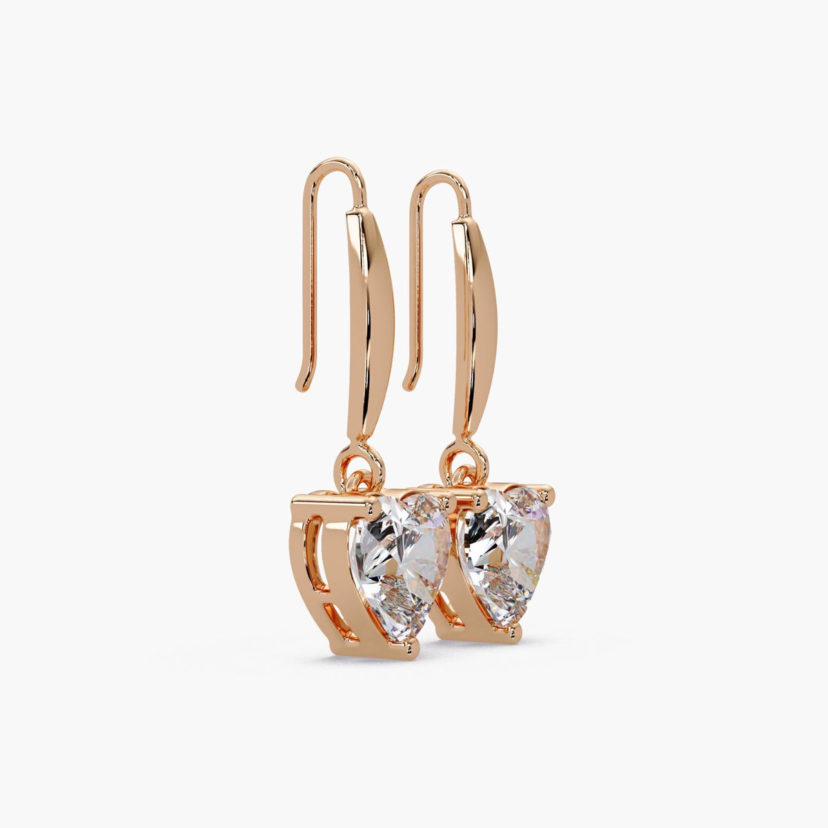 heart diamond drop earrings close up sparkle lab grown diamond heart shape