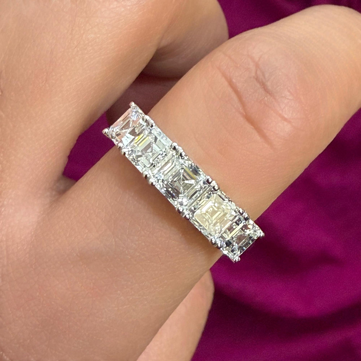 14K Gold 3.5 CTW Asscher Cut Lab Diamond 5-Stone Band